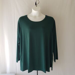 Susan Graver Modern Essentials Liquid Knit Tunic, Pine Needle Green